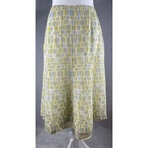 Vintage Talbots Skirt Size 6 Pastel Green Yellow Blu 100% Silk Midi Y2k Feminine